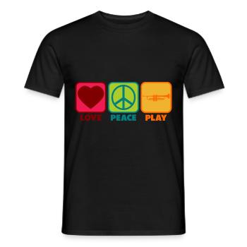 Trombone Player Mama Girl with Saying Sayings Peace - Men's T-Shirt - black - Front - AI Model Male 178 light (178cm)