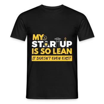 Lean Startup Does Not Exist Founder - Men's T-Shirt - black - Front - AI Model Male 178 light (178cm)