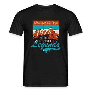 Born in 1978 - Men's T-Shirt - black - Front - AI Model Male 178 light (178cm)