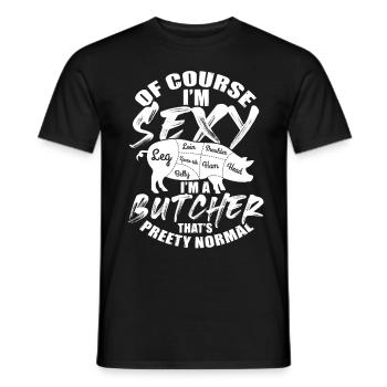 Metzger Fleisch Schlachter Wurst Geschenk - Männer T-Shirt - Schwarz - Vorne - AI Model Male 178 light (178cm)