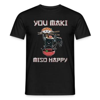 Sushi japan asian cuisine food rice gift - Men's T-Shirt - black - Front - AI Model Male 178 light (178cm)