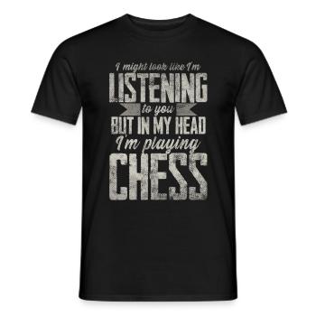 Échecs échecs jeu de société échecs - T-shirt homme - noir - Devant - AI Model Male 178 light (178cm)