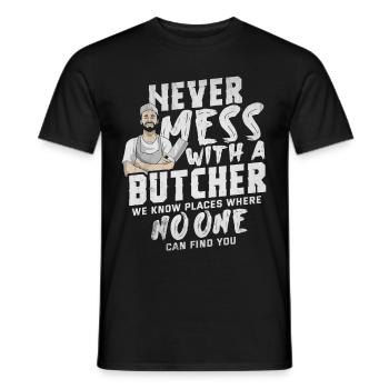 Metzger Fleisch Schlachter Wurst Geschenk - Männer T-Shirt - Schwarz - Vorne - AI Model Male 178 light (178cm)