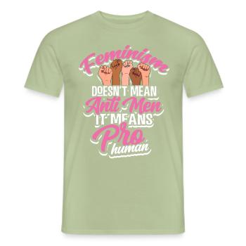 Feministin - Männer T-Shirt - Sage - Vorne - AI Model Male 178 light (178cm)