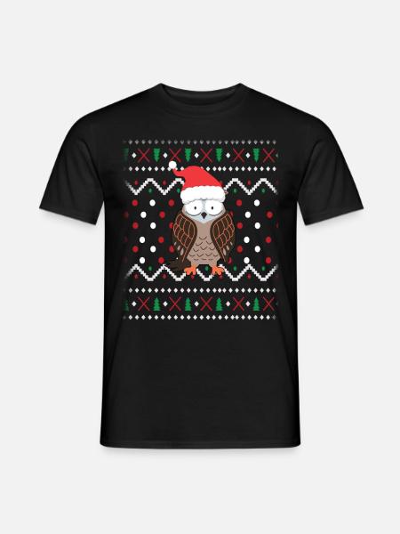 Eule Ugly Christmas - Männer T-Shirt - Schwarz