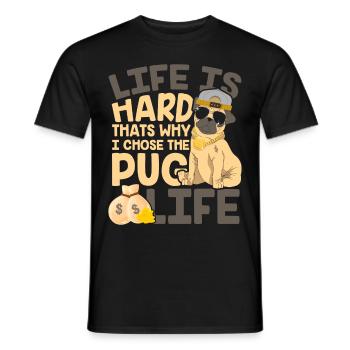 Mops Leben Pug Hund Möpse Mischling Dackel - Männer T-Shirt - Schwarz - Vorne - AI Model Male 178 light (178cm)