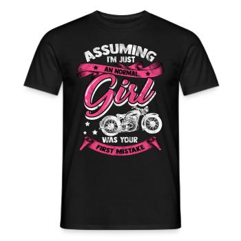 Motorbike girl biker woman motorsport chopper - Men's T-Shirt - black - Front - AI Model Male 178 light (178cm)
