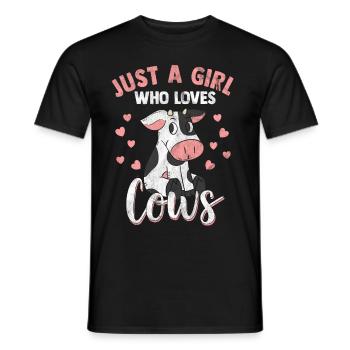 Vache fille amour moo boeuf lait fermier - T-shirt homme - noir - Devant - AI Model Male 178 light (178cm)