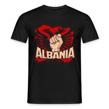 Drapeau Albanais Albanie Kosovo Tirana Shqiptar - T-shirt homme - noir - Devant - AI Model Male 178 light (178cm)