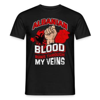 Drapeau des armoiries albanaises Albanie Kosovo Tirana - T-shirt homme - noir - Devant - AI Model Male 178 light (178cm)