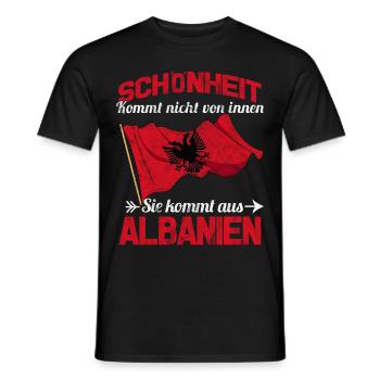 Drapeau albanais beauté Kosovo Tirana Shqiptar - T-shirt homme - noir - Devant - AI Model Male 178 light (178cm)