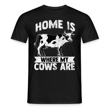 Vache moo boeuf lait fermier ferme des animaux - T-shirt homme - noir - Devant - AI Model Male 178 light (178cm)