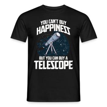 Astrophysique astronaute galaxie télescope planète - T-shirt homme - noir - Devant - AI Model Male 178 light (178cm)