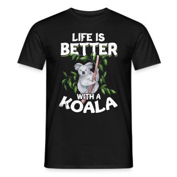 Koala Gift Tired Lazy Pouch Bear Cute Animal - Men's T-Shirt - black - Front - AI Model Male 178 light (178cm)