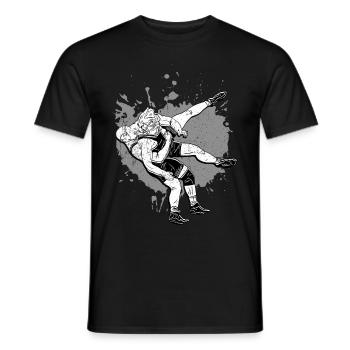 Lutte tshirt grappling bagues cadeau pinfall - T-shirt homme - noir - Devant - AI Model Male 178 light (178cm)