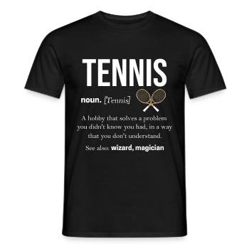 Tennis Tennisball Sport Topspin Wimbledon Vorhand - Männer T-Shirt - Schwarz - Vorne - AI Model Male 178 light (178cm)