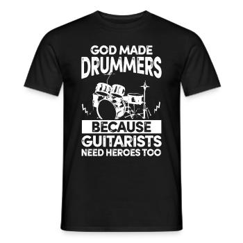 Batterie musique batteur groupe cadeau drumset - T-shirt homme - noir - Devant - AI Model Male 178 light (178cm)