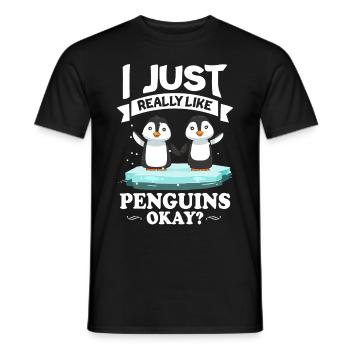 Pingouin Tshirt pour l’oiseau de manchot empereur hiver animal - T-shirt homme - noir - Devant - AI Model Male 178 light (178cm)