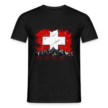 Schweiz Tshirt Zürich Bern Flagge Switzerland - Männer T-Shirt - Schwarz - Vorne - AI Model Male 178 light (178cm)