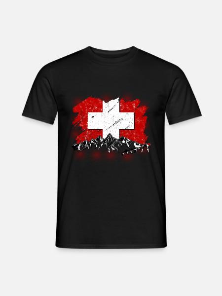 Schweiz Tshirt Zürich Bern Flagge Switzerland - Männer T-Shirt - Schwarz