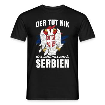 Serbien Jugo Geschenk Belgrad Serbia Wappen Srbija - Männer T-Shirt - Schwarz - Vorne - AI Model Male 178 light (178cm)