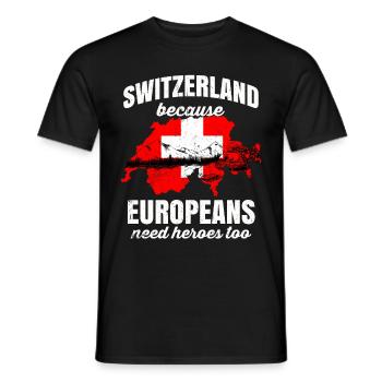 Schweiz Tshirt Flagge alpen Switzerland Zürich - Männer T-Shirt - Schwarz - Vorne - AI Model Male 178 light (178cm)
