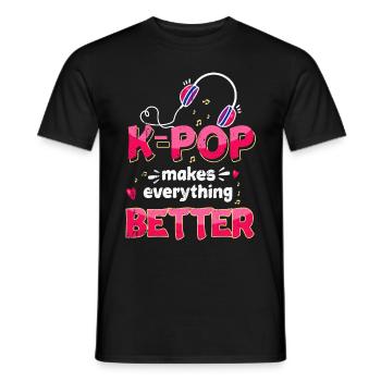 K-pop - Men's T-Shirt - black - Front - AI Model Male 178 light (178cm)