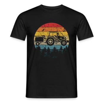 Tractor Tshirt Trekker Fieldwork Agrar Children - Men's T-Shirt - black - Front - AI Model Male 178 light (178cm)
