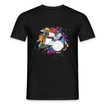 Schlagzeuger Tshirt für Drummer Musiker Rock Bass - Männer T-Shirt - Schwarz - Vorne - AI Model Male 178 light (178cm)