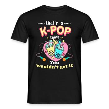 K-pop - Men's T-Shirt - black - Front - AI Model Male 178 light (178cm)