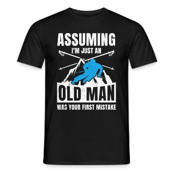 Ski Tshirt Apres Skispringen Winter Schnee Skilift - Männer T-Shirt - Schwarz - Vorne - AI Model Male 178 light (178cm)