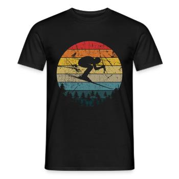 Ski Cadeau Freeski Ski Vacances d’hiver Luge - T-shirt homme - noir - Devant - AI Model Male 178 light (178cm)