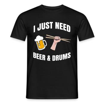 Batterie musique batteur groupe cadeau drumset - T-shirt homme - noir - Devant - AI Model Male 178 light (178cm)