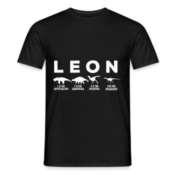 LEON Cooler Dino Name Dinosaurier - Männer T-Shirt - Schwarz - Vorne - AI Model Male 178 light (178cm)
