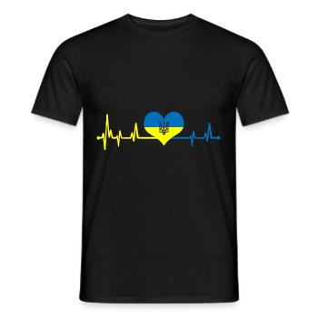 Heartbeat Ukraine Flag I Stand With Ukraine - Männer T-Shirt - Schwarz - Vorne - AI Model Male 178 light (178cm)