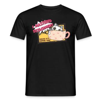 Cat mastered detachment Coffee Katze Comic Kaffee - Männer T-Shirt - Schwarz - Vorne - AI Model Male 178 light (178cm)