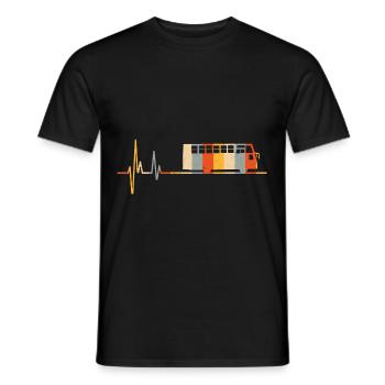 Bus driver Heartbeat Bus ECG Bus Retro - Men's T-Shirt - black - Front - AI Model Male 178 light (178cm)