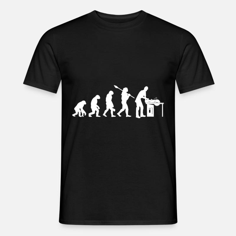 Evolution Tischler Handwerker Schreiner Kreissäge - Männer T-Shirt - Schwarz