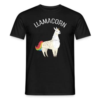 Llamacorn | Cute Llama Unicorn Illustration - Men's T-Shirt - black - Front - AI Model Male 178 light (178cm)