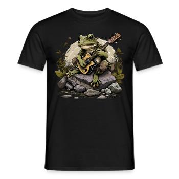 Frosch spielt Gitarre Frösche Kröte Amphibie - Männer T-Shirt - Schwarz - Vorne - AI Model Male 178 light (178cm)