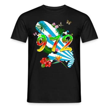 Martinique 972 Fleurs Tropicales - T-shirt homme - noir - Devant - AI Model Male 178 light (178cm)