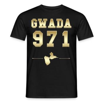Gwada 971 Gold and Luxury Gift Guadeloupe - Men's T-Shirt - black - Front - AI Model Male 178 light (178cm)