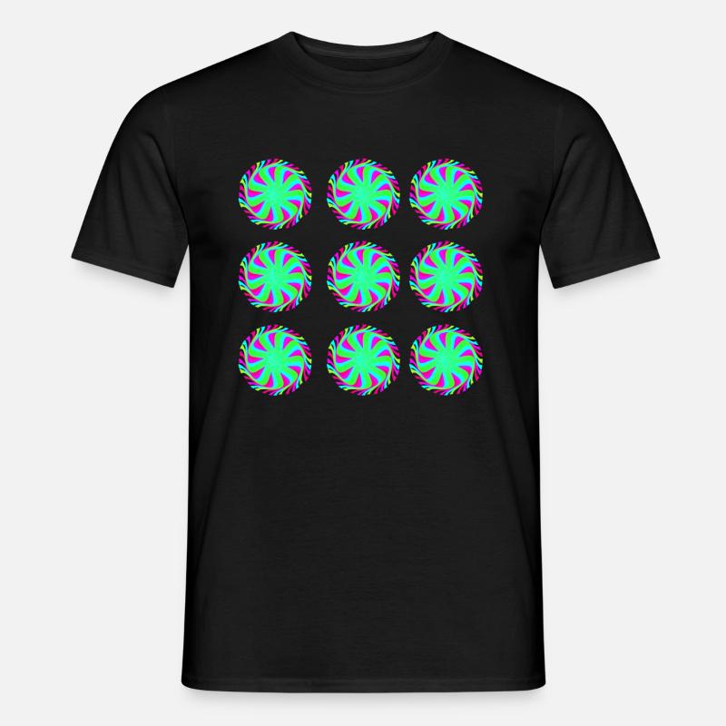 Illusion Goa Kreise Muster - Männer T-Shirt - Schwarz