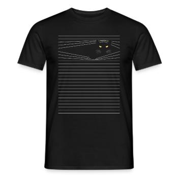 Lines - cat observes eyes Maine Coon Persian - Men's T-Shirt - black - Front - AI Model Male 178 light (178cm)