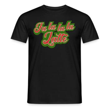 Christmas Coffee Fa la la la Latte Saying Funny - Men's T-Shirt - black - Front - AI Model Male 178 light (178cm)