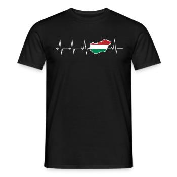 I love Hungary - heartbeat - Men's T-Shirt - black - Front - AI Model Male 178 light (178cm)