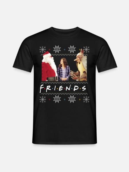 Friends X-Mas Santa Monica Gürteltier - Männer T-Shirt - Schwarz
