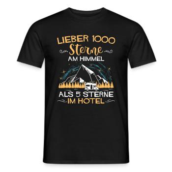 Lieber 1000 Sterne am Himmel als.. Camping Camper - Männer T-Shirt - Schwarz - Vorne - AI Model Male 178 light (178cm)