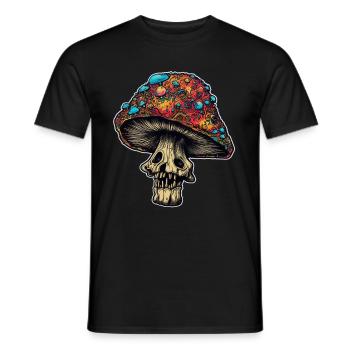 Trippy Mushrooms Skull - Männer T-Shirt - Schwarz - Vorne - AI Model Male 178 light (178cm)