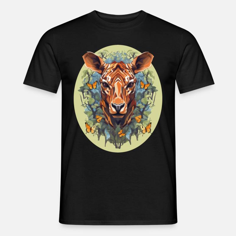 Polygon Art Deer Boho - Men’s T-shirt - black